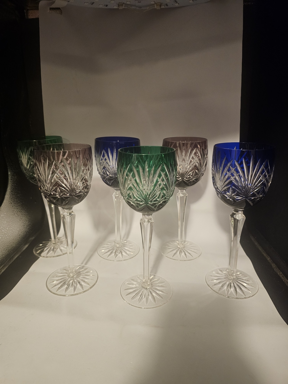 Vintage Bohemian Wine Glasses Cut Crystal Wine Glasses -